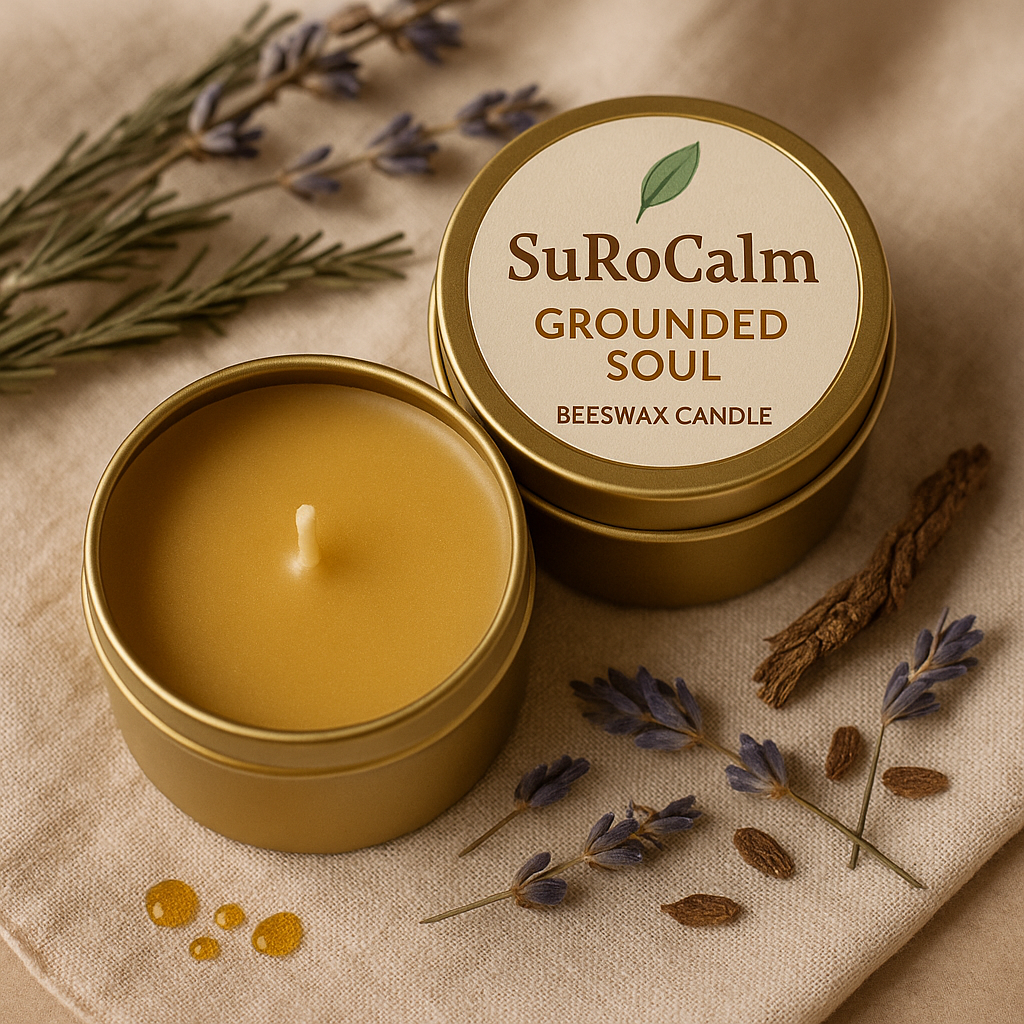 Beeswax Essential Oil Candles — 3.3 oz Golden Tin